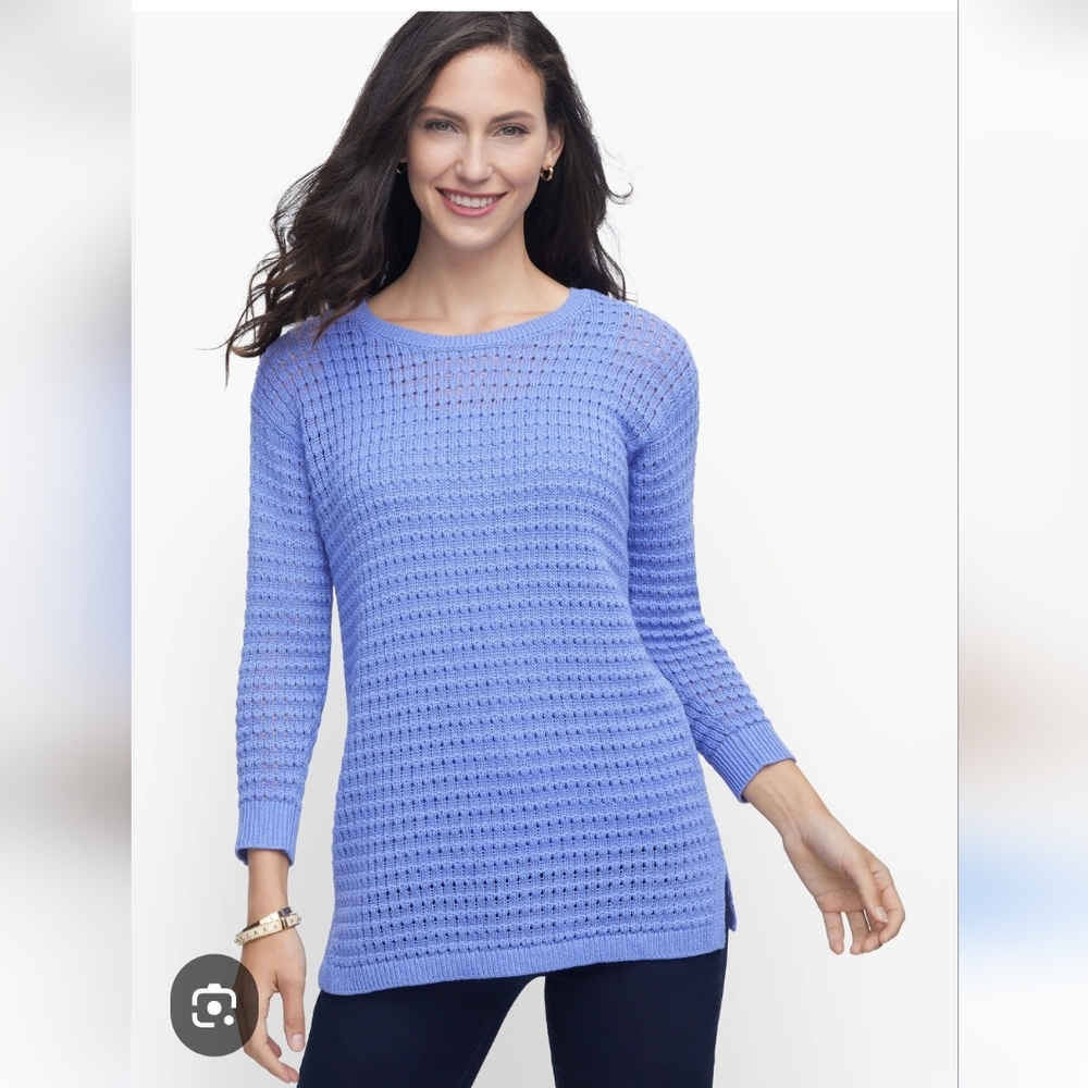 Talbots Mixed Yarn Purple Textured Knit Crew Neck Sweater XS